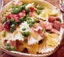 1 nigella lawson: pasta met ham, erwtjes en room